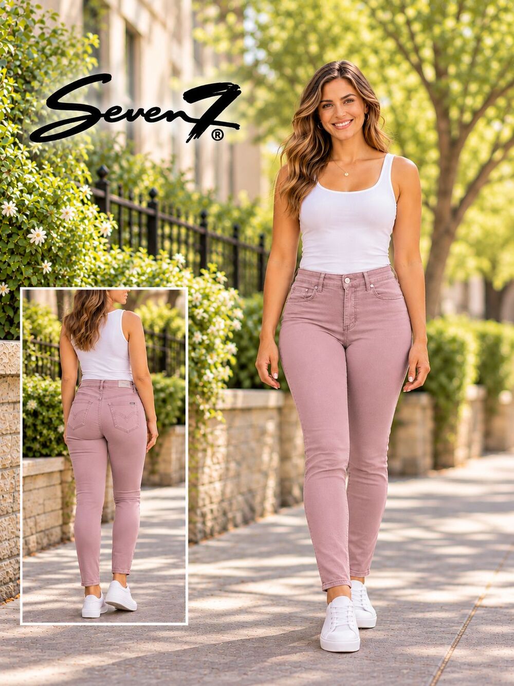 Seven7 Women’s Size 14 High Rise Skinny Jeans Pink Mauve Stretch Denim Small Fit